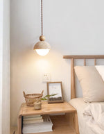 Niva Pendant Light in Yellow Travertine with Wood Accent