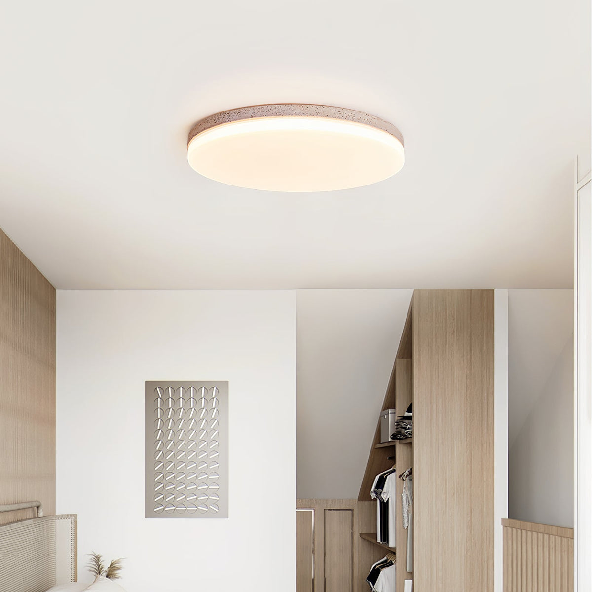 Noa Travertine Ceiling Light – Modern Natural Stone Flush Mount for Bedroom & Living Room