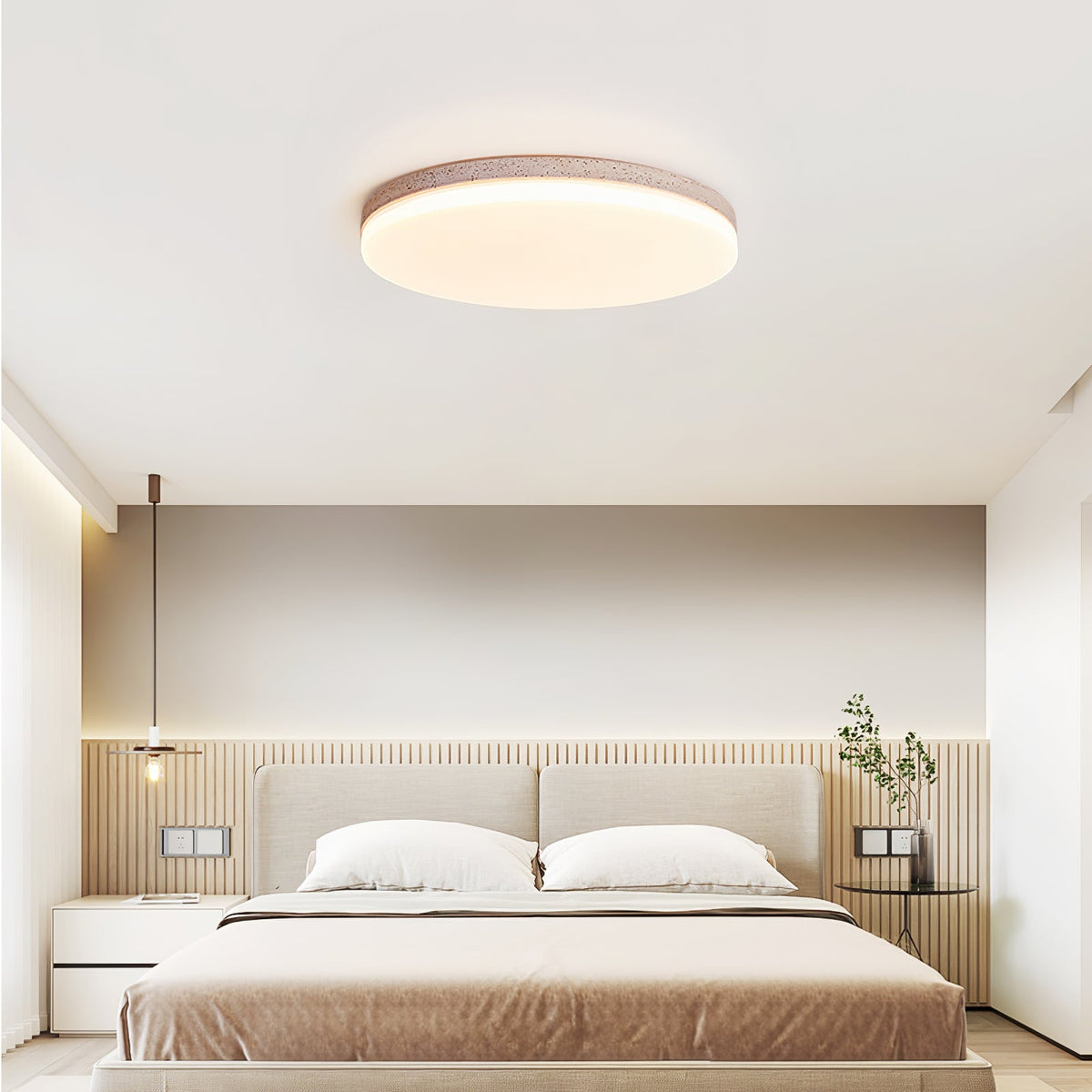 Noa Travertine Ceiling Light – Modern Natural Stone Flush Mount for Bedroom & Living Room