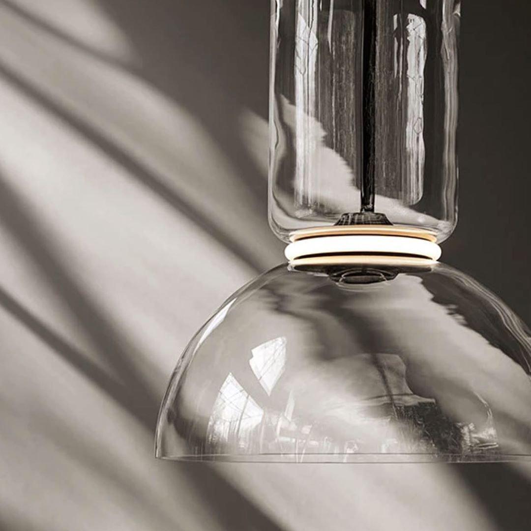 Modular Glass LED Pendant Light with Cylinder, Cone & Bowl Shades