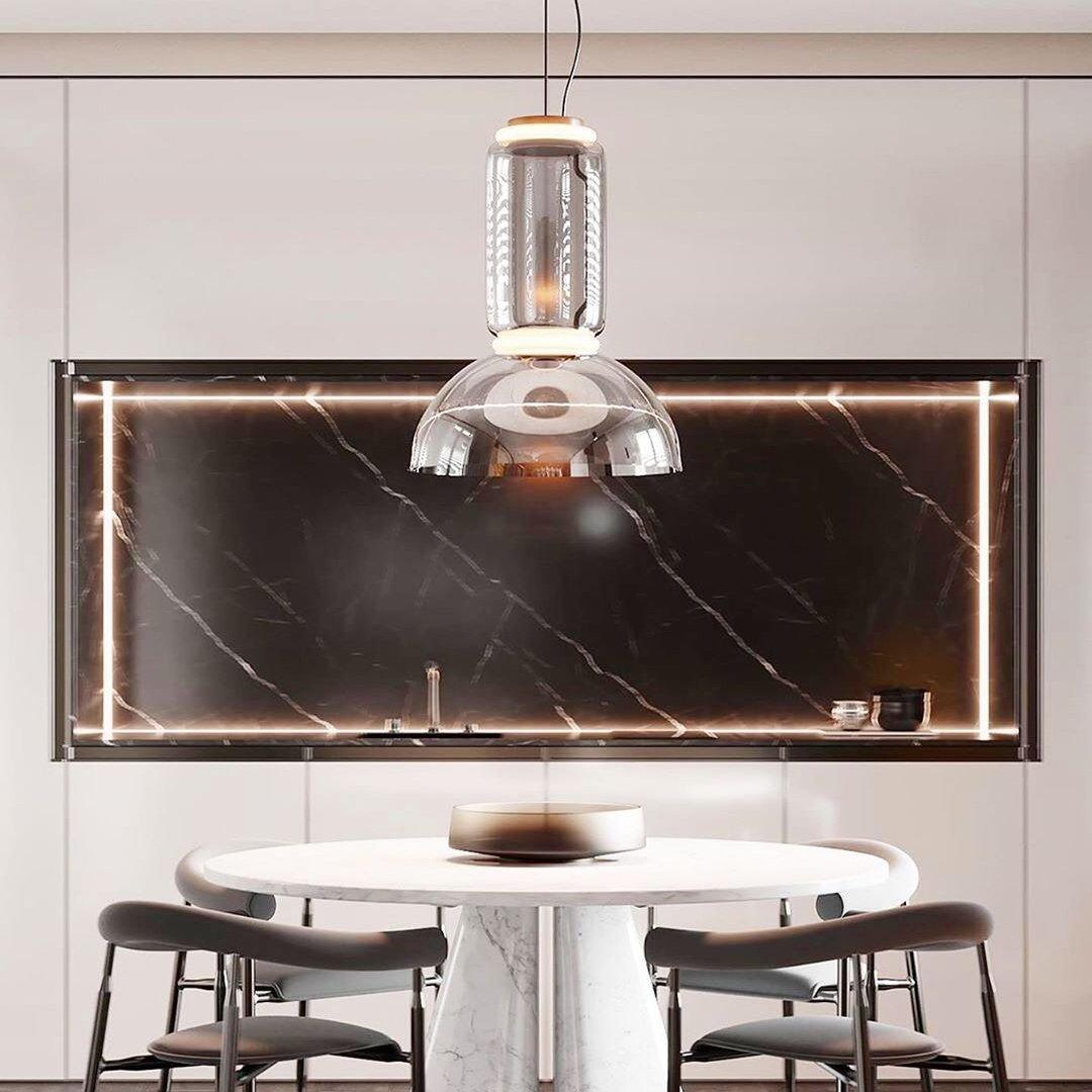 Modular Glass LED Pendant Light with Cylinder, Cone & Bowl Shades