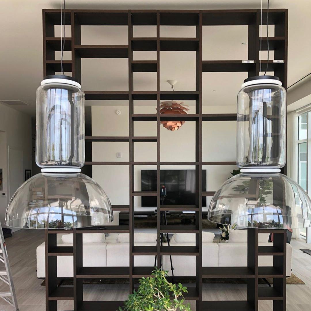Modular Glass LED Pendant Light with Cylinder, Cone & Bowl Shades