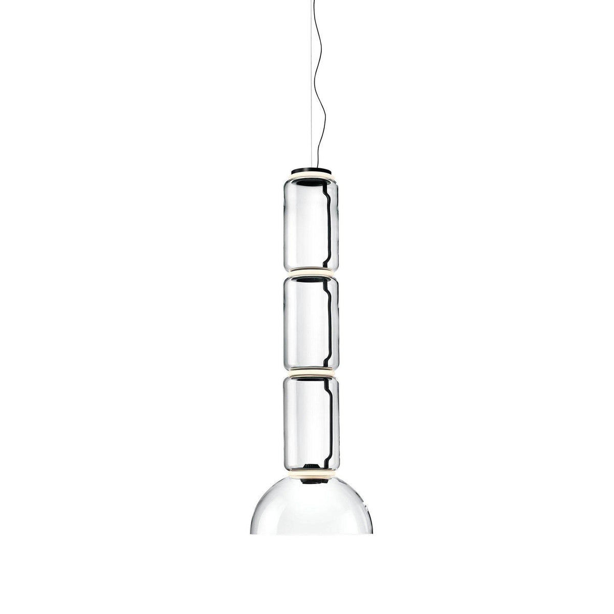 Modular Glass LED Pendant Light with Cylinder, Cone & Bowl Shades