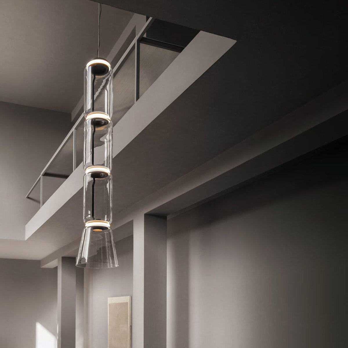 Modular Glass LED Pendant Light with Cylinder, Cone & Bowl Shades