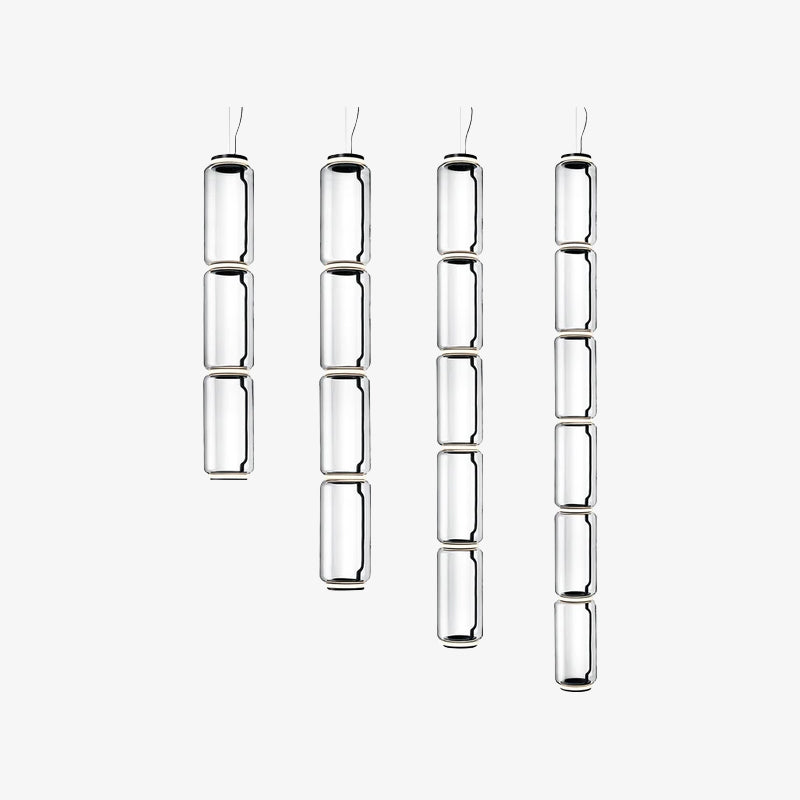 Modular Glass LED Pendant Light with Cylinder, Cone & Bowl Shades