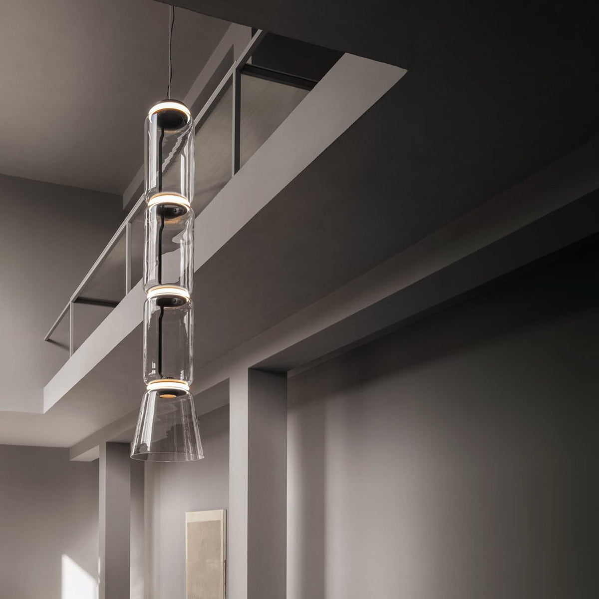 Modular Glass LED Pendant Light with Cylinder, Cone & Bowl Shades