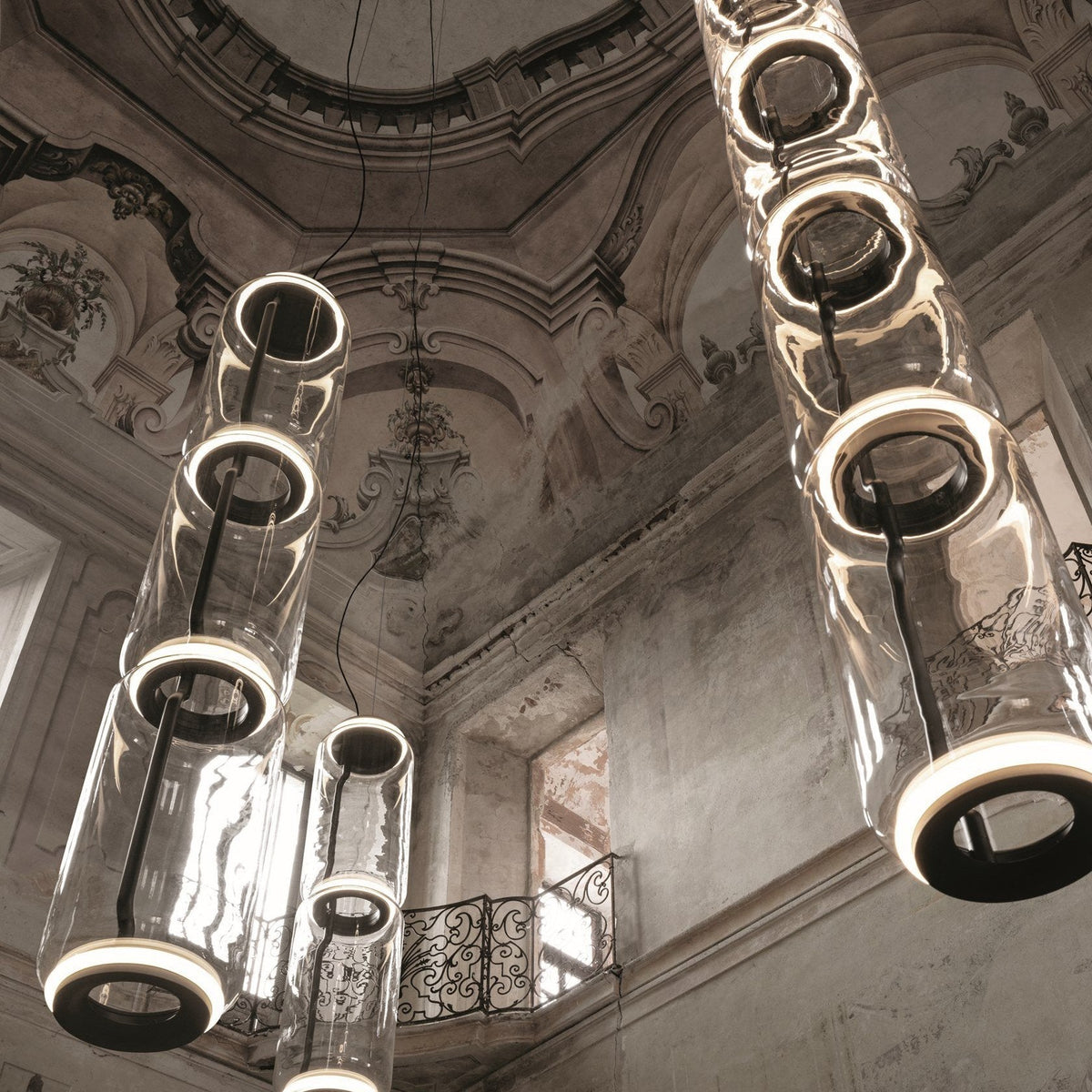 Modular Glass LED Pendant Light with Cylinder, Cone & Bowl Shades
