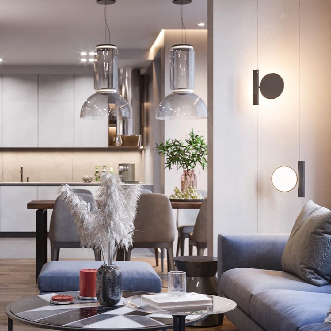 Modular Glass LED Pendant Light with Cylinder, Cone & Bowl Shades