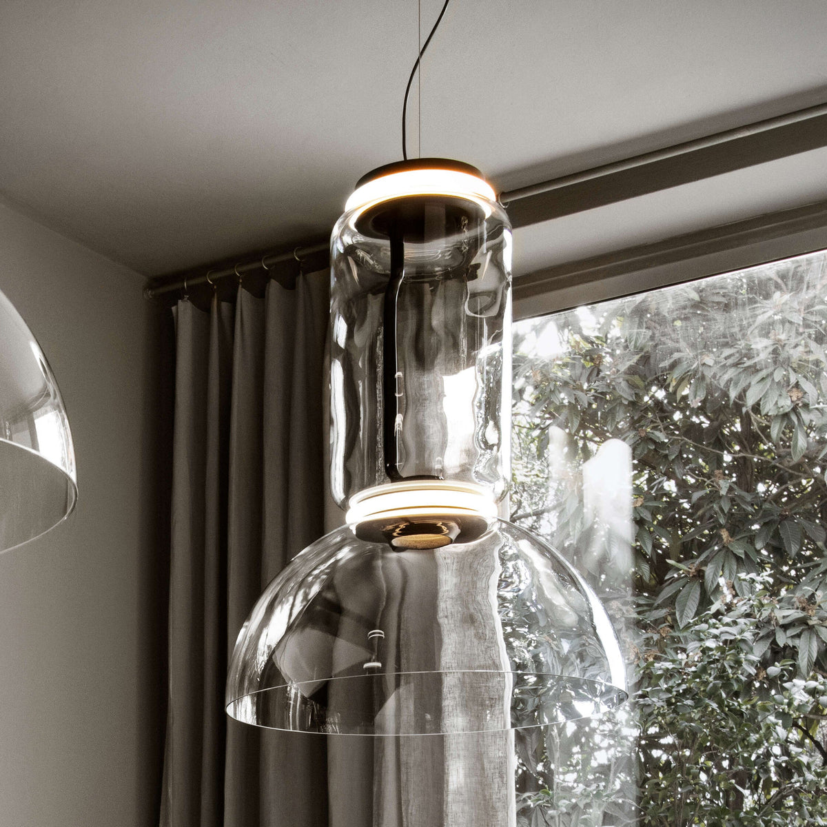 Modular Glass LED Pendant Light with Cylinder, Cone & Bowl Shades
