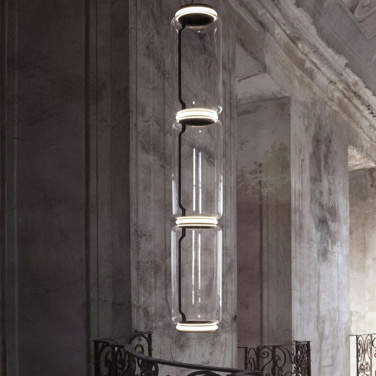 Modular Glass LED Pendant Light with Cylinder, Cone & Bowl Shades