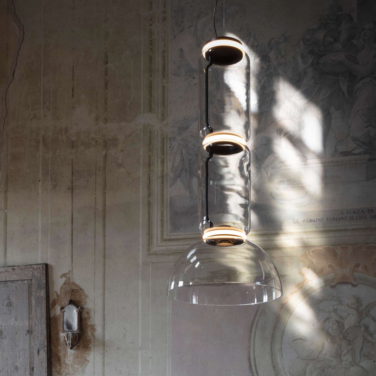 Modular Glass LED Pendant Light with Cylinder, Cone & Bowl Shades