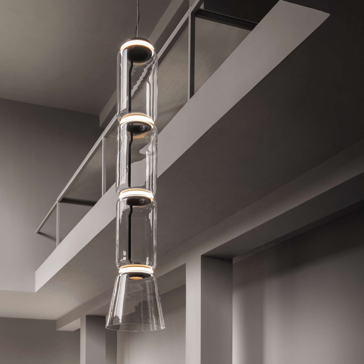 Modular Glass LED Pendant Light with Cylinder, Cone & Bowl Shades