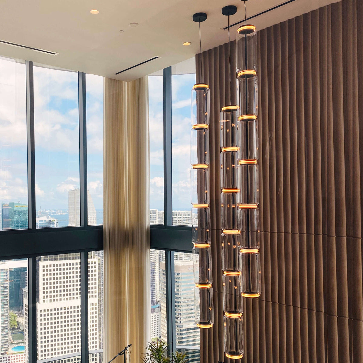 Modular Glass LED Pendant Light with Cylinder, Cone & Bowl Shades