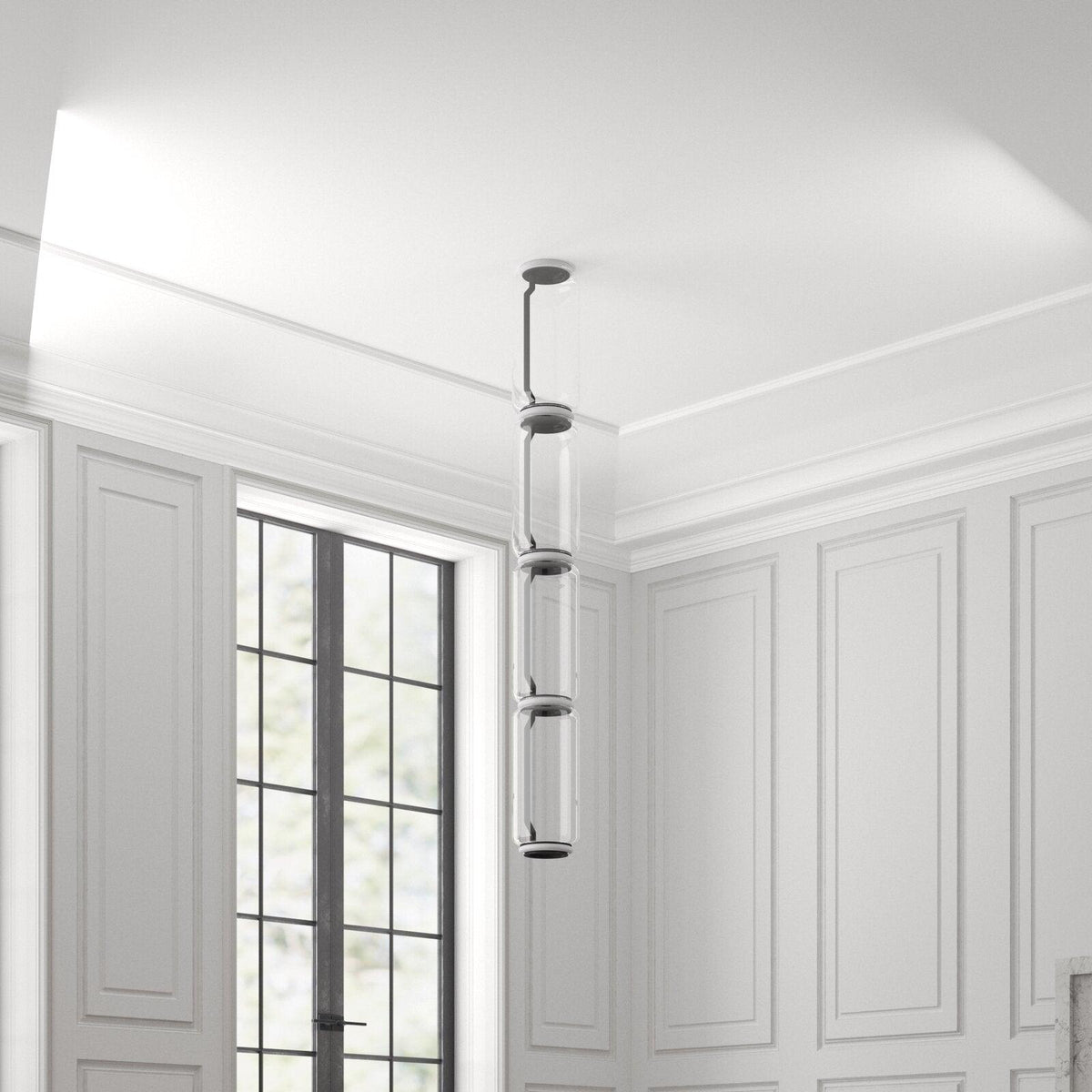 Modular Glass LED Pendant Light with Cylinder, Cone & Bowl Shades