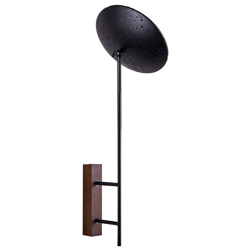 Noctara Black Travertine Wall Sconce with Walnut Accent