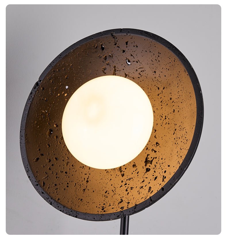 Noctara Black Travertine Wall Sconce with Walnut Accent