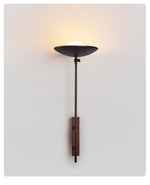 Noctara Black Travertine Wall Sconce with Walnut Accent