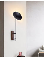 Noctara Black Travertine Wall Sconce with Walnut Accent