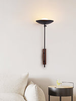 Noctara Black Travertine Wall Sconce with Walnut Accent