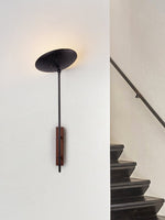 Noctara Black Travertine Wall Sconce with Walnut Accent