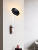 Noctara Black Travertine Wall Sconce with Walnut Accent