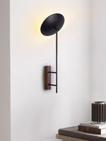 Noctara Black Travertine Wall Sconce with Walnut Accent