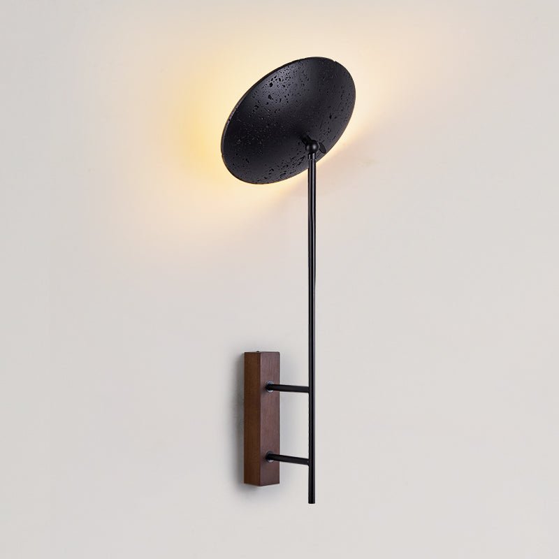 Noctara Black Travertine Wall Sconce with Walnut Accent