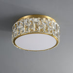 Noctis Crystal Ceiling Lamp in Brass and Glass, Modern Flush Mount Light
