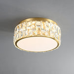 Noctis Crystal Ceiling Lamp in Brass and Glass, Modern Flush Mount Light