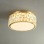 Noctis Crystal Ceiling Lamp in Brass and Glass, Modern Flush Mount Light