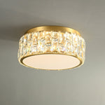 Noctis Crystal Ceiling Lamp in Brass and Glass, Modern Flush Mount Light
