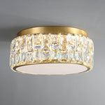 Noctis Crystal Ceiling Lamp in Brass and Glass, Modern Flush Mount Light