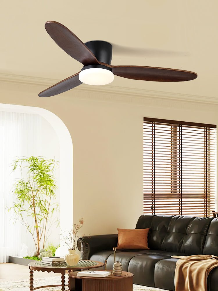 Nocturnus Ceiling Fan Light with Wooden Blades and LED