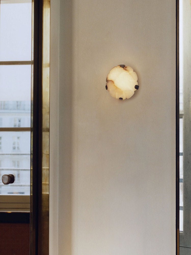 Noema Alabaster Wall Sconce — Modern LED Wall Light for Bedroom & Living Room