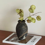 Noir Vein Stone Vase – Sculptural Marble Decor for Refined Interiors
