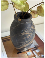 Noir Vein Stone Vase – Sculptural Marble Decor for Refined Interiors