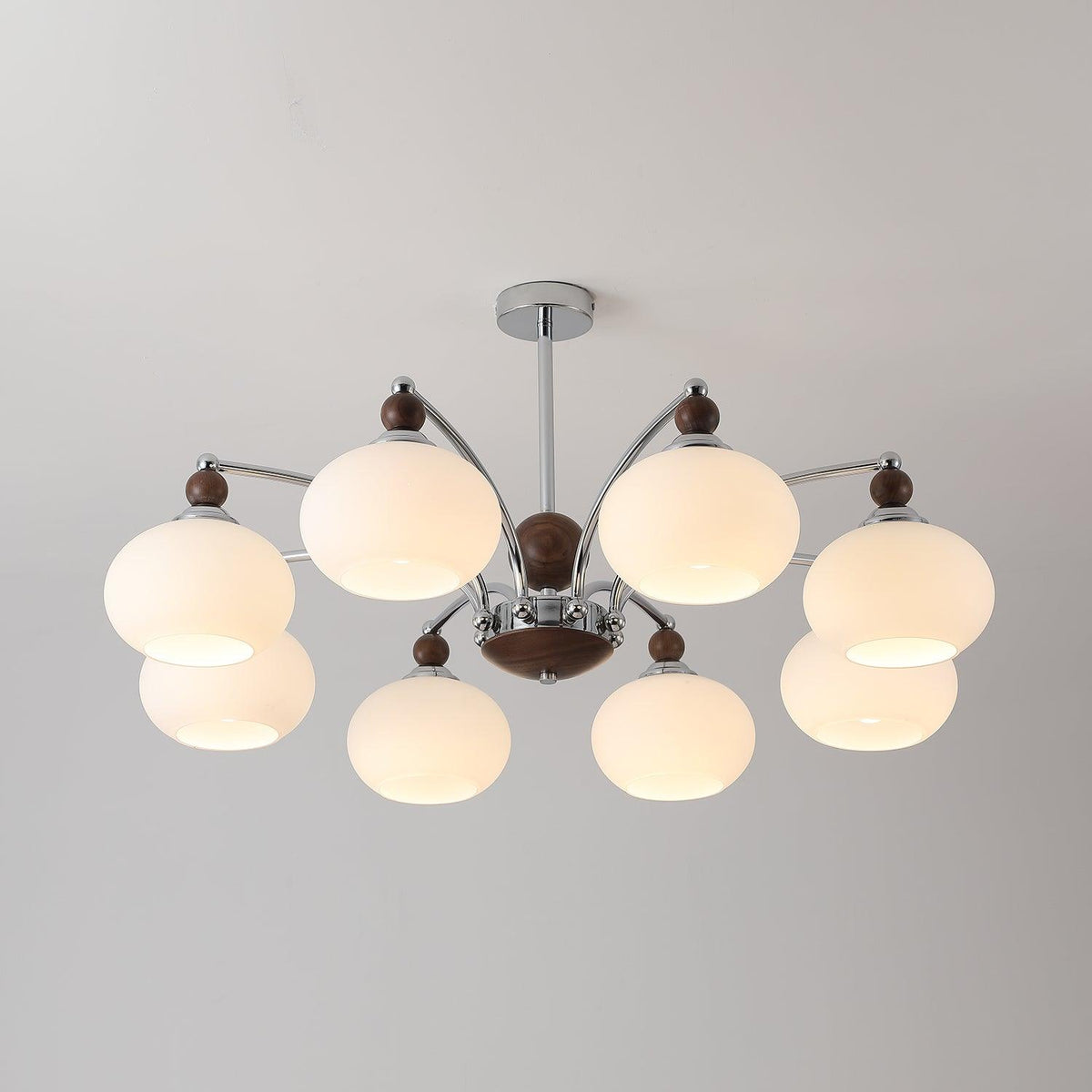 Noir Larenta Modern Glass and Wood Chandelier for Dining Room and Living Room