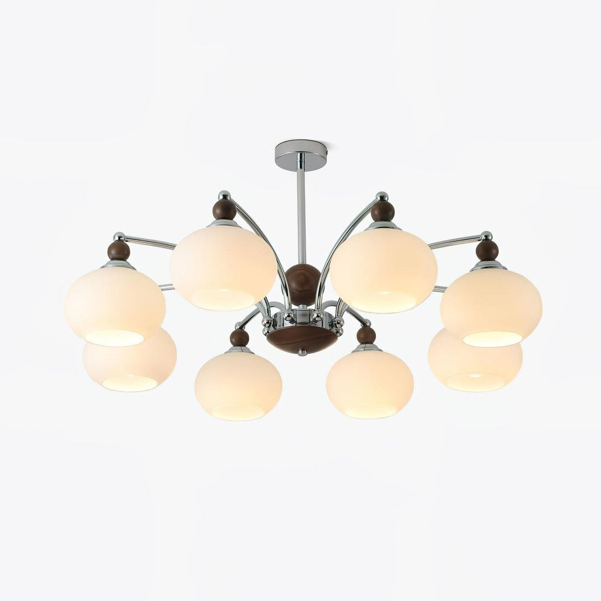 Noir Larenta Modern Glass and Wood Chandelier for Dining Room and Living Room