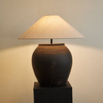 Noira Terracotta Table Lamp with Linen Shade for Ambient Bedroom Lighting