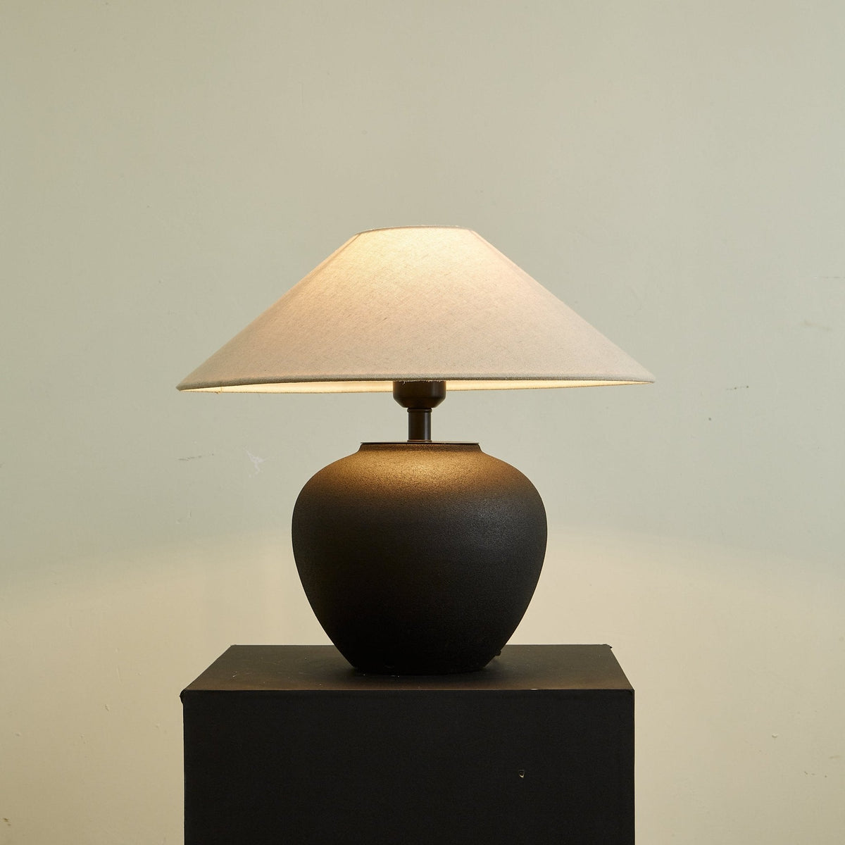 Noirveil Ceramic Table Lamp with Linen Shade for Modern Interiors