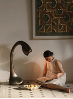 Noor Sculptural Table Lamp in Bronze – Modern Art Deco Accent Light