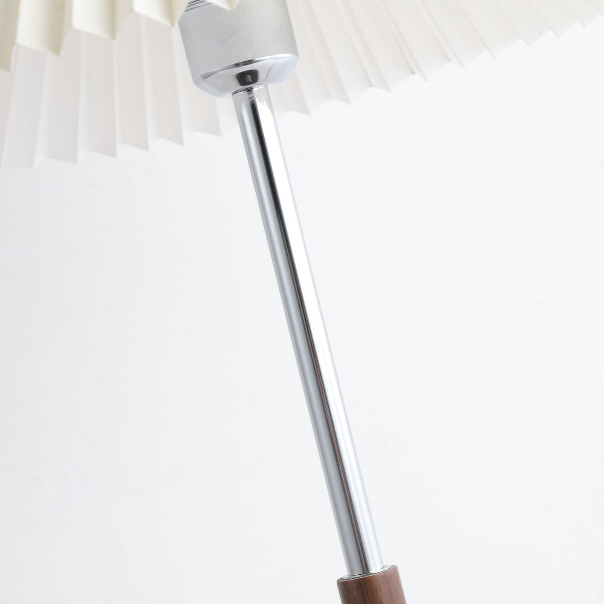 Noora Pleated Table Lamp with Walnut Wood Accent and Chrome Stem