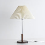 Noora Pleated Table Lamp with Walnut Wood Accent and Chrome Stem