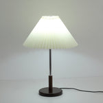 Noora Pleated Table Lamp with Walnut Wood Accent and Chrome Stem