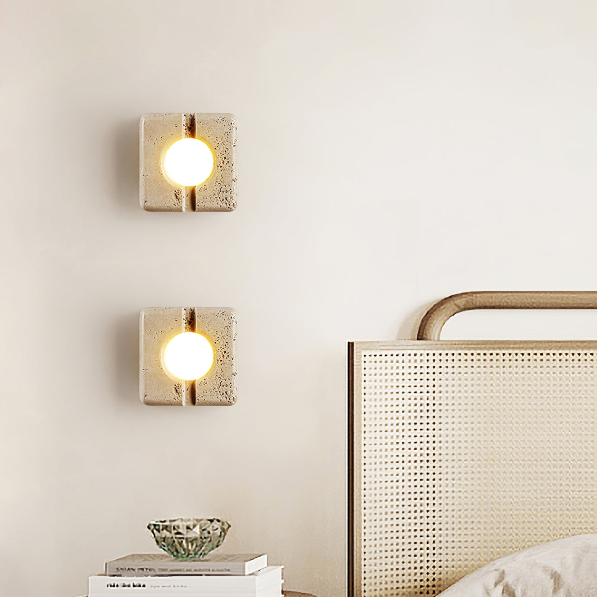 Nora Travertine Wall Sconce – Sculptural LED Wall Light in Natural Stone