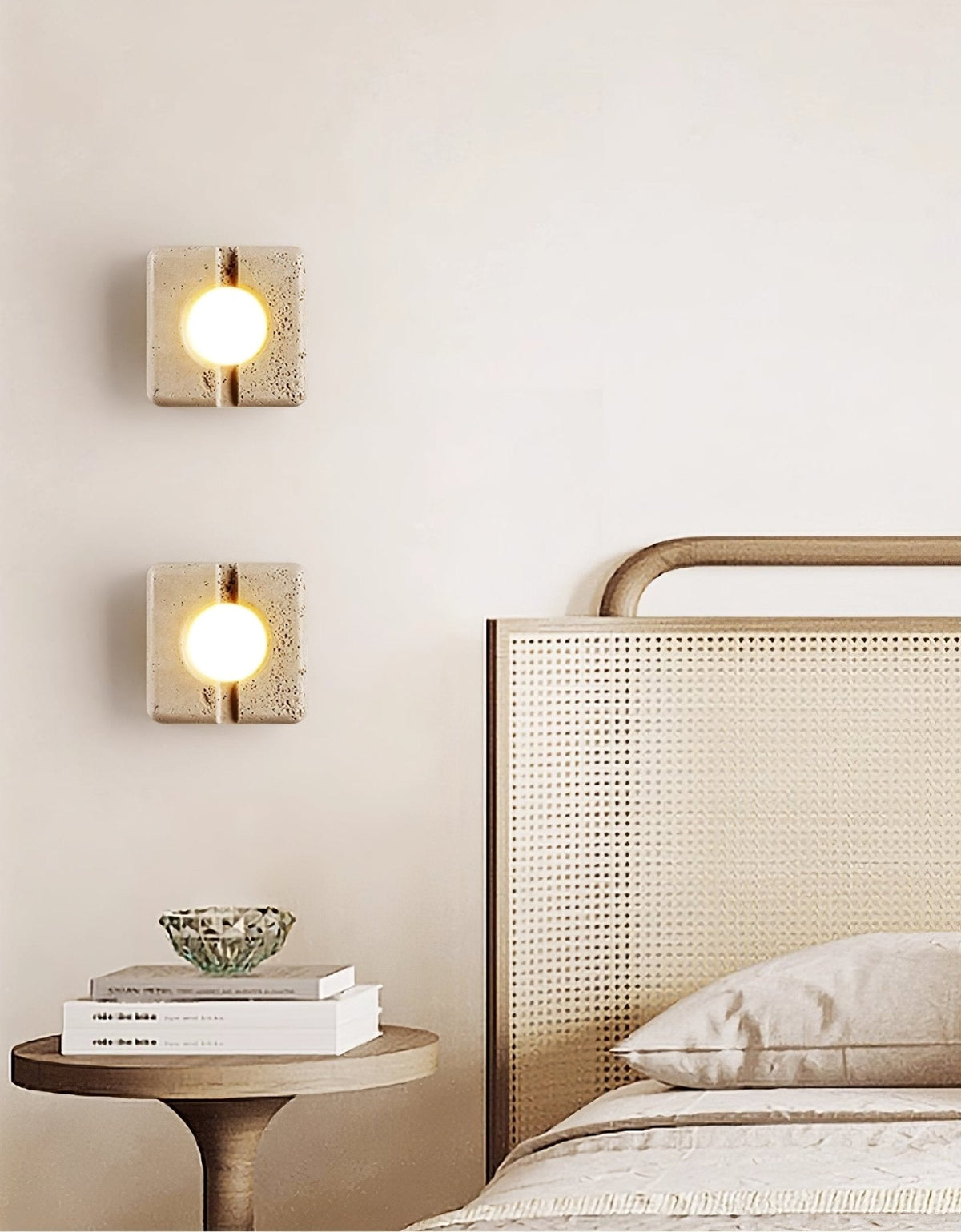 Nora Travertine Wall Sconce – Sculptural LED Wall Light in Natural Stone