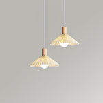 Nordic Minimalist Pleated Wood Pendant Light
