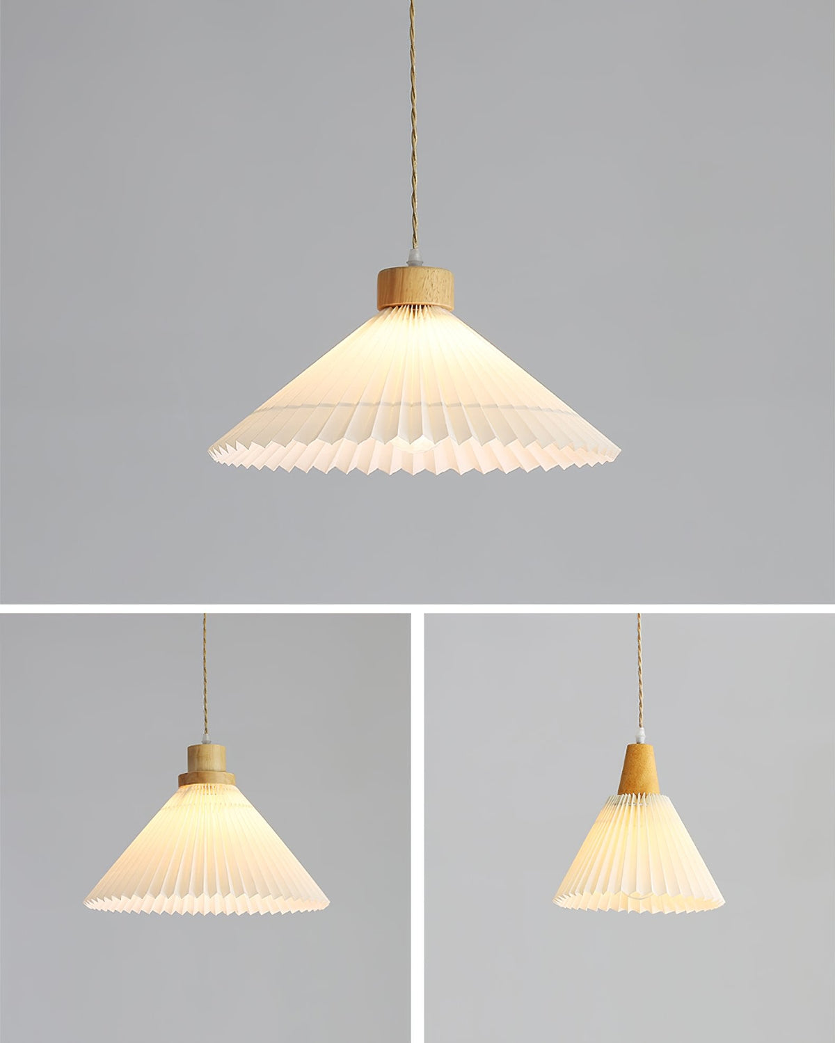 Nordic Minimalist Pleated Wood Pendant Light