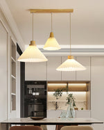 Nordic Minimalist Pleated Wood Pendant Light