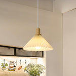 Nordic Minimalist Pleated Wood Pendant Light
